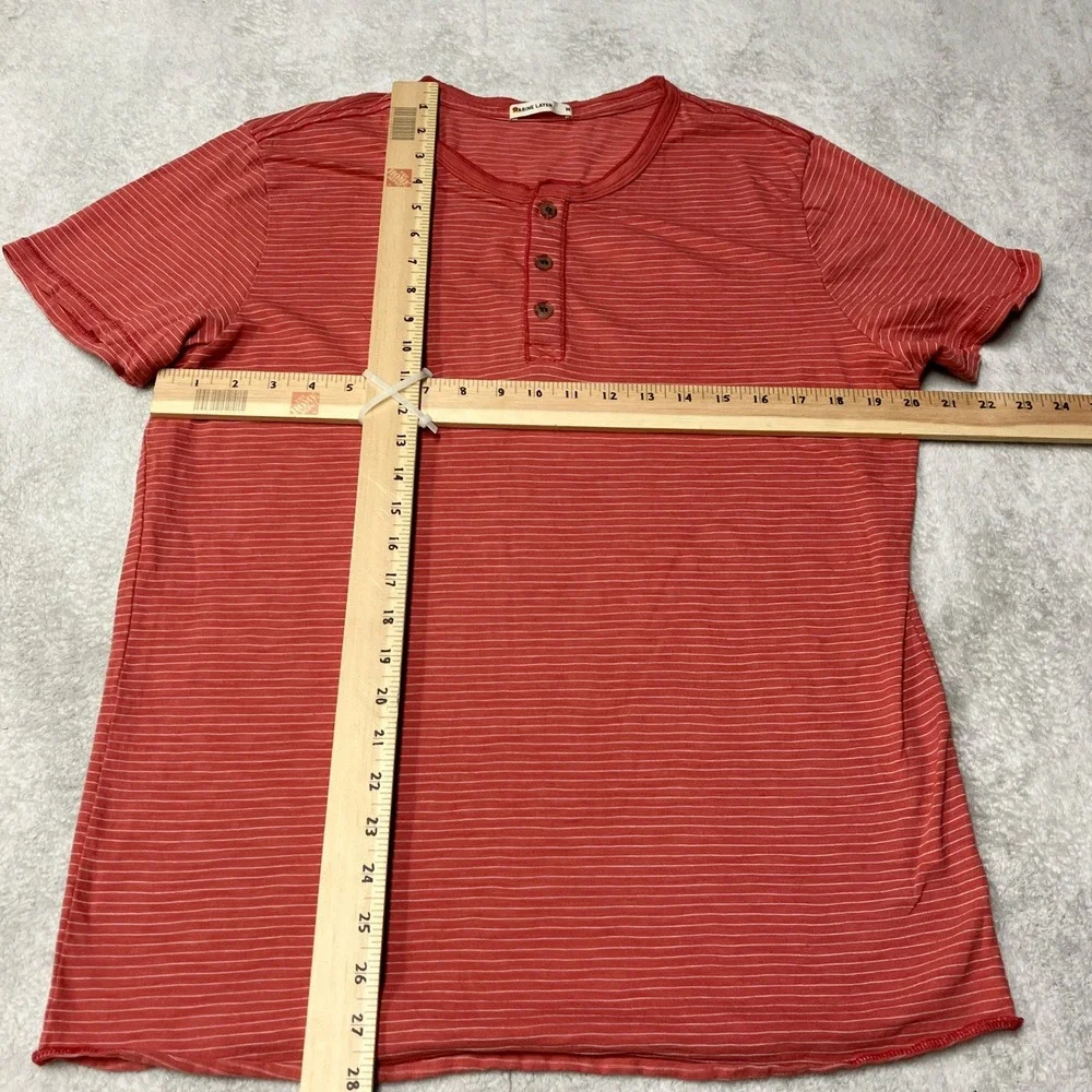 Marine Layer Shirt Henley Short Sleeve Striped Red Mens Medium